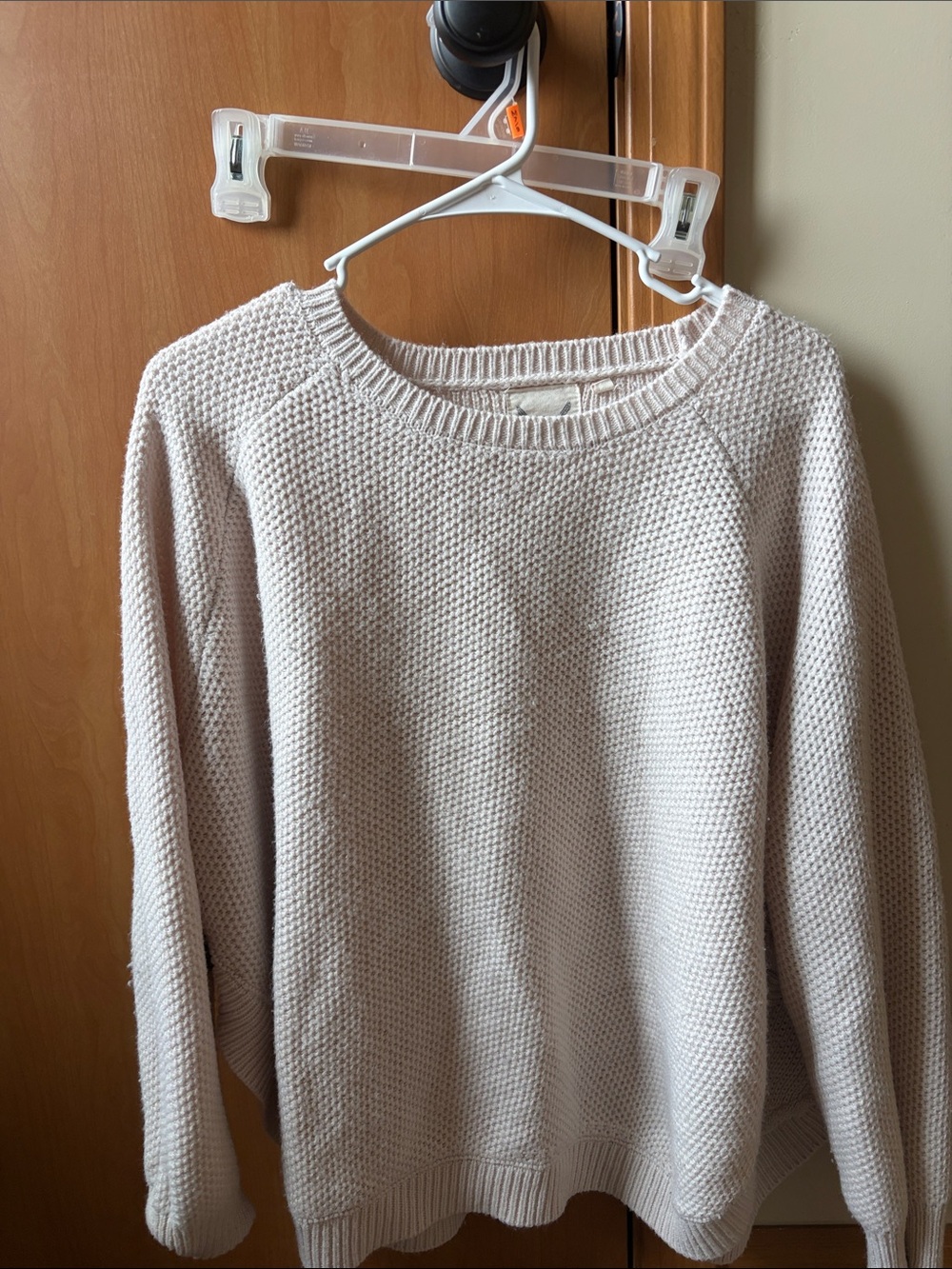 Women's Cream Lightweight Crewneck Knit Sweater - Casual Everyday (open sides)